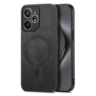 For Realme Neo7 Retro MagSafe Magnetic PU Back Cover Phone Case(Black)