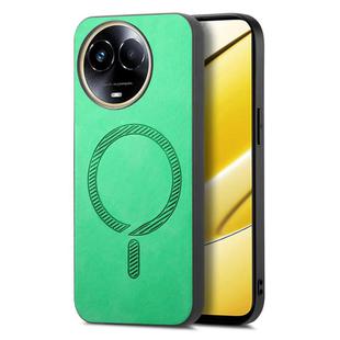 For Realme 11 5G Retro MagSafe Magnetic PU Back Cover Phone Case(Green)
