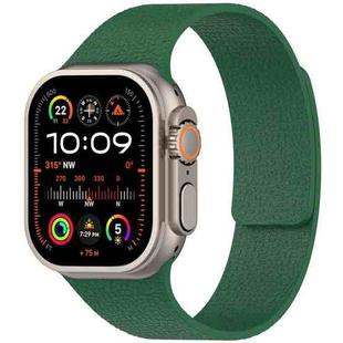 For Apple Watch 46mm / 49mm / 45mm / 44mm Litchi Texture Magnetic Silicone Watch Band(Purple Medic Green)