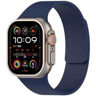 For Apple Watch 46mm / 49mm / 45mm / 44mm Litchi Texture Magnetic Silicone Watch Band(Midnight Blue)