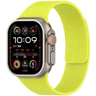 For Apple Watch 46mm / 49mm / 45mm / 44mm Litchi Texture Magnetic Silicone Watch Band(Fluorescent Green)