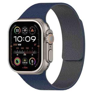 For Apple Watch 46mm / 49mm / 45mm / 44mm Litchi Texture Magnetic Silicone Watch Band(Blue Gray)