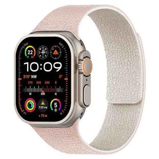 For Apple Watch 46mm / 49mm / 45mm / 44mm Litchi Texture Magnetic Silicone Watch Band(Pink Starlight)