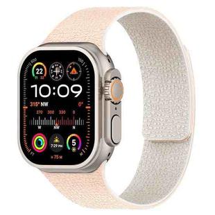 For Apple Watch 46mm / 49mm / 45mm / 44mm Litchi Texture Magnetic Silicone Watch Band(Milk Tea White)