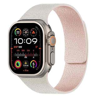 For Apple Watch 46mm / 49mm / 45mm / 44mm Litchi Texture Magnetic Silicone Watch Band(Starlight Pink)