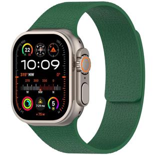 For Apple Watch 42mm / 41mm / 40mm / 38mm Litchi Texture Magnetic Silicone Watch Band(Purple Medic Green)
