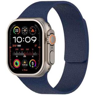 For Apple Watch 42mm / 41mm / 40mm / 38mm Litchi Texture Magnetic Silicone Watch Band(Midnight Blue)