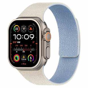 For Apple Watch 42mm / 41mm / 40mm / 38mm Litchi Texture Magnetic Silicone Watch Band(White Blue)