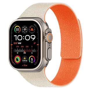 For Apple Watch 42mm / 41mm / 40mm / 38mm Litchi Texture Magnetic Silicone Watch Band(Starlight Orange)