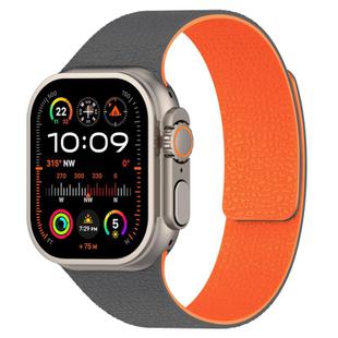 For Apple Watch 42mm / 41mm / 40mm / 38mm Litchi Texture Magnetic Silicone Watch Band(Gray Orange)