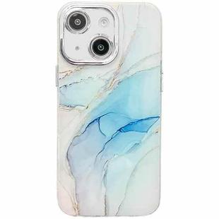 For iPhone 13 Electroplated Marble Texture Phone Case(Light Blue M5)