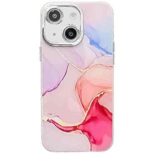 For iPhone 13 Electroplated Marble Texture Phone Case(Red M7)