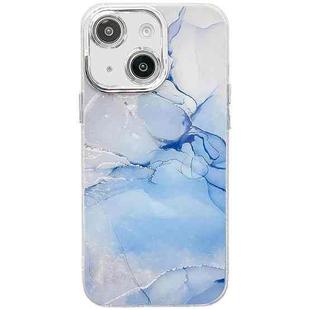 For iPhone 13 Electroplated Marble Texture Phone Case(Blue M11)