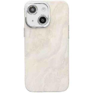 For iPhone 14 Electroplated Marble Texture Phone Case(White M8)