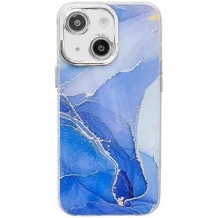 For iPhone 14 Electroplated Marble Texture Phone Case(Dark Blue M16)