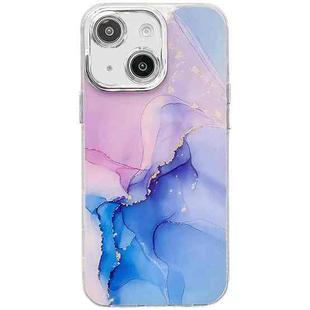 For iPhone 14 Electroplated Marble Texture Phone Case(Purple Blue M18)