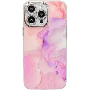 For iPhone 14 Pro Electroplated Marble Texture Phone Case(Pink Purple M4)