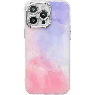 For iPhone 14 Pro Electroplated Marble Texture Phone Case(Purple Pink M14)