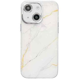 For iPhone 15 Electroplated Marble Texture Phone Case(Gold White M1)