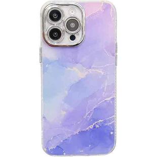 For iPhone 15 Pro Electroplated Marble Texture Phone Case(Blue Purple M10)