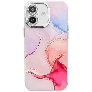 For iPhone 16 Plus Electroplated Marble Texture Phone Case(Red M7)