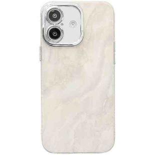 For iPhone 16 Plus Electroplated Marble Texture Phone Case(White M8)