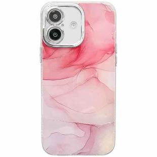 For iPhone 16 Electroplated Marble Texture Phone Case(Pink M2)