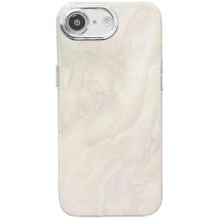 For iPhone 16e Electroplated Marble Texture Phone Case(White M8)