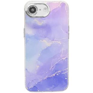 For iPhone 16e Electroplated Marble Texture Phone Case(Blue Purple M10)