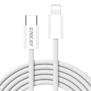 ENKAY CB175 Candy Color PD 27W USB-C / Type-C to 8 Pin Charging Data Cable, Length:1.5m(White)