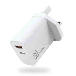 NORTHJO NOPD3002 USB-C / Type-C PD 30W + QC3.0 USB Dual Port Wall Fast Charger UK Plug(White)