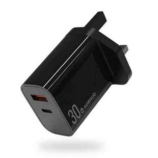 NORTHJO NOPD3002 USB-C / Type-C PD 30W + QC3.0 USB Dual Port Wall Fast Charger UK Plug(Black)