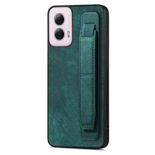 For Motorola Moto G Power 5G 2024 Retro Wristband Holder Leather Back Phone Case(Green)