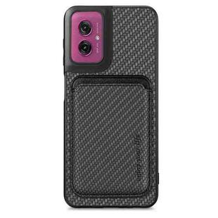 For Motorola Moto G55 Carbon Fiber Leather Card MagSafe Phone Case(Black)