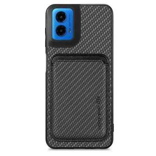 For Motorola Moto G45 5G Carbon Fiber Leather Card MagSafe Phone Case(Black)