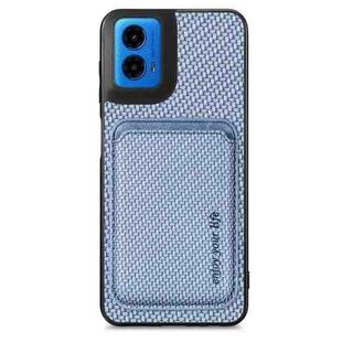 For Motorola Moto G45 5G Carbon Fiber Leather Card MagSafe Phone Case(Blue)