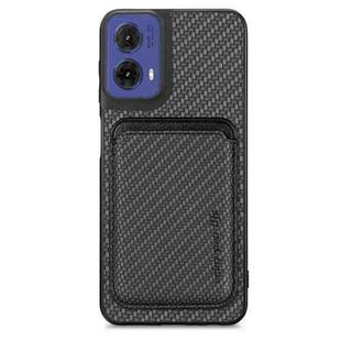 For Motorola Moto G85 Carbon Fiber Leather Card MagSafe Phone Case(Black)
