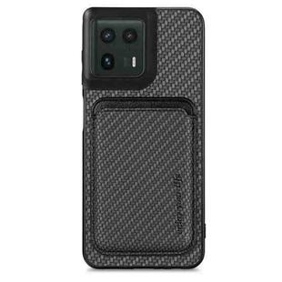 For Motorola Moto Edge 50 Ultra Carbon Fiber Leather Card MagSafe Phone Case(Black)