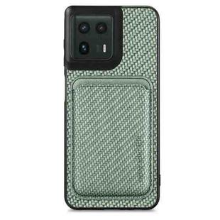 For Motorola Moto Edge 50 Ultra Carbon Fiber Leather Card MagSafe Phone Case(Green)