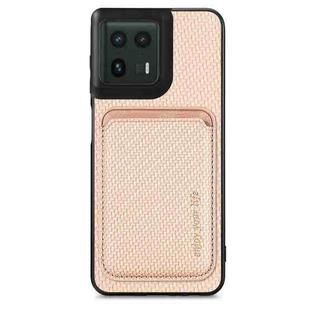 For Motorola Moto Edge 50 Ultra Carbon Fiber Leather Card MagSafe Phone Case(Khaki)
