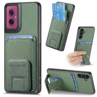 For Motorola Moto G55 Carbon Fiber Card Bag Fold Stand Phone Case(Green)