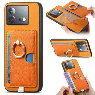 For Vivo iQOO Neo8 / Neo8 Pro Retro Cross Leather Ring Side Insert Card Bag MagSafe Phone Case(Yellow)