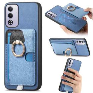 For OPPO A3 Pro Global Retro Cross Leather Ring Side Insert Card Bag MagSafe Phone Case(Blue)