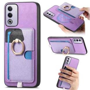 For OPPO A3 Pro Global Retro Cross Leather Ring Side Insert Card Bag MagSafe Phone Case(Purple)