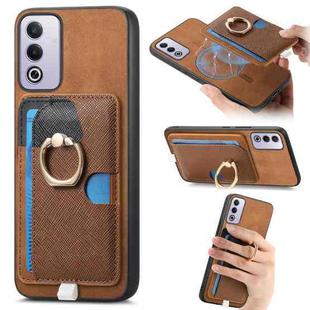 For OPPO A3 Pro Global Retro Cross Leather Ring Side Insert Card Bag MagSafe Phone Case(Brown)