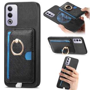 For OPPO A3 Pro Global Retro Cross Leather Ring Side Insert Card Bag MagSafe Phone Case(Black)