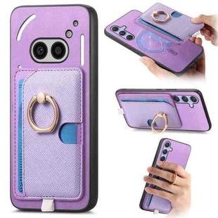 For Nothing Phone 2a Retro Cross Leather Ring Side Insert Card Bag MagSafe Phone Case(Purple)