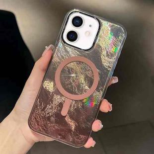 For iPhone 11 Plating Gradient Glacier Texture MagSafe Phone Case(Titanium Gold)