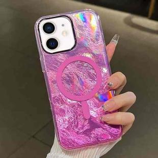 For iPhone 11 Plating Gradient Glacier Texture MagSafe Phone Case(Pink)