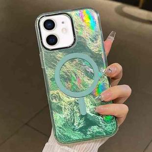 For iPhone 11 Plating Gradient Glacier Texture MagSafe Phone Case(Green)